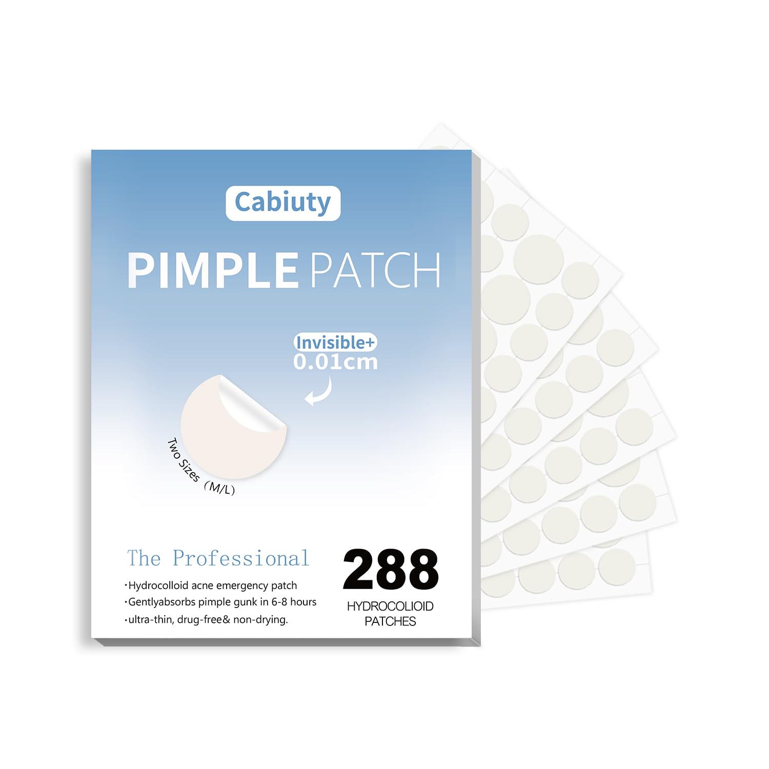 Face 288 Counts Hydrocolloid Acne Patches for Covering Zits and Blemishes
| 2 Sizes Ultra-Thin Spot Patch for Acne Trea