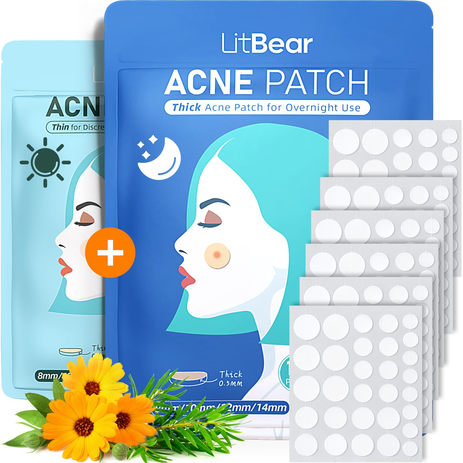 LitBear Acne Pimple Patches for Face Day and Night ClimatePartner Certified
LitBear Thick Hydrocolloid Pimple Patches wi