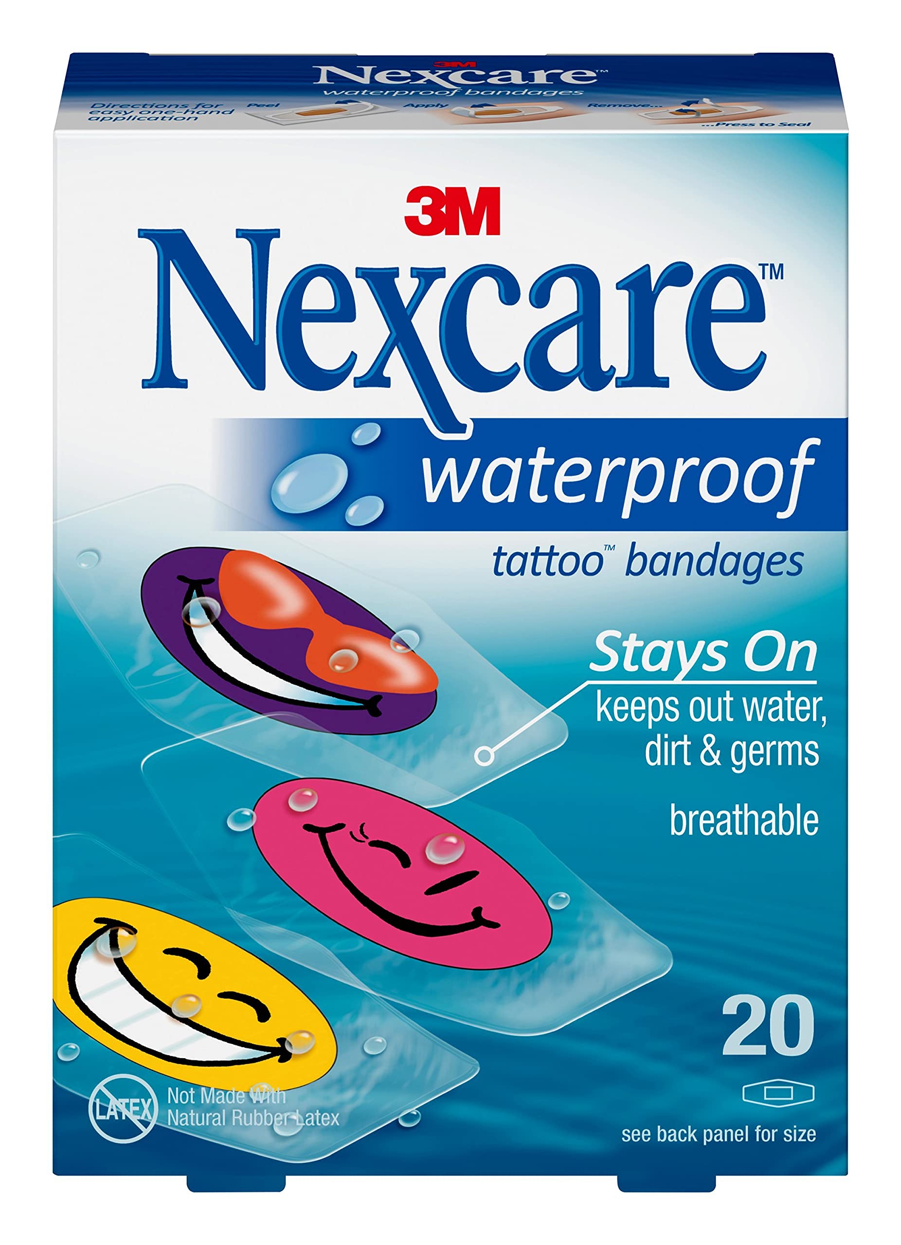 Nexcare Waterproof Bandages Cool Collection Designs Fun For Kids Cuts Abrasions 20 Count