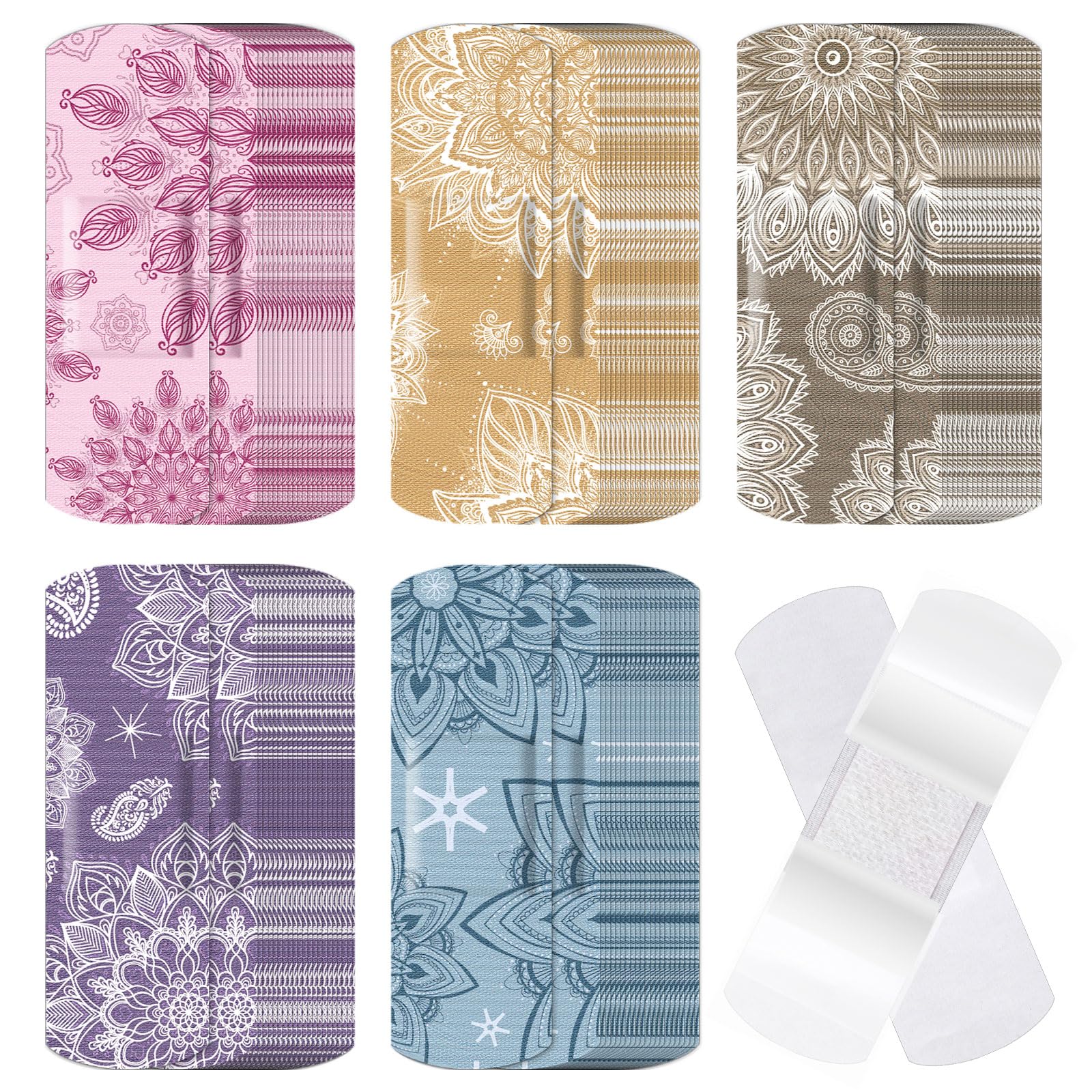 Flexible Bandages for Cuts and Wounds: Amazon-developed Certification, 120 Pcs Mandala Shapes, Women
| Non Stick Fabric